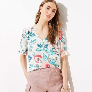 LOFT Floral Flutter V-neck Top